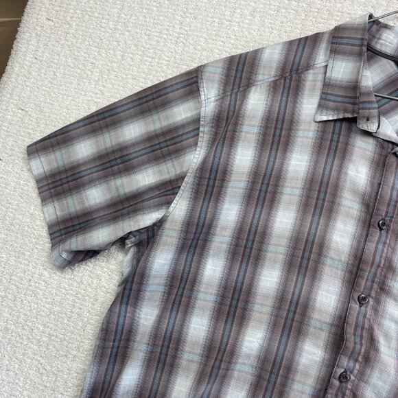 ARC’TERYX Brohm Shirt Men Blue / Burgundy Plaid Short Sleeve Button Up XL READ** - Picture 3 of 16
